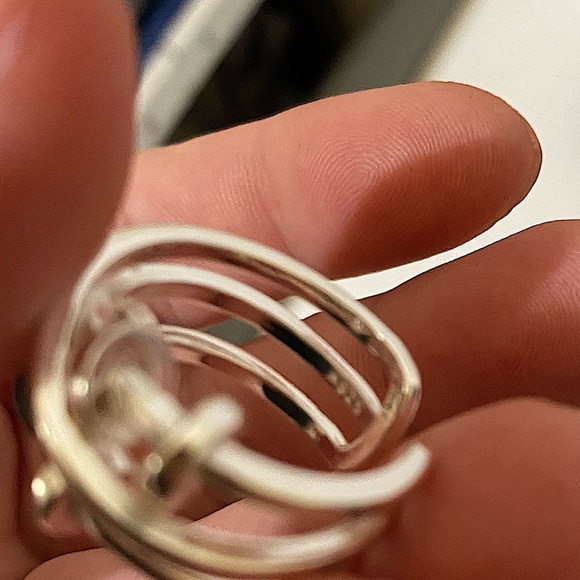 STERLING SILVER SPIN DISC SQUARE RING SET - Picture 12 of 13